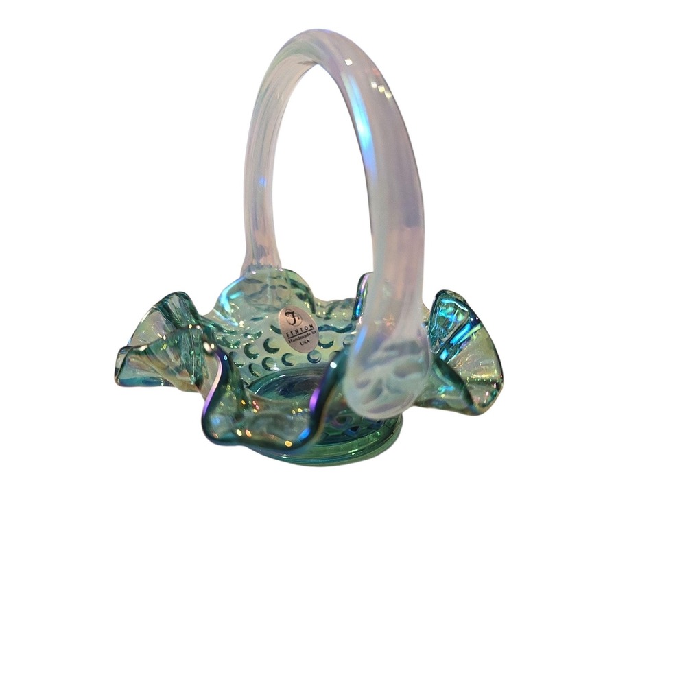 Vintage Fenton Hand blown‎ Glass basket